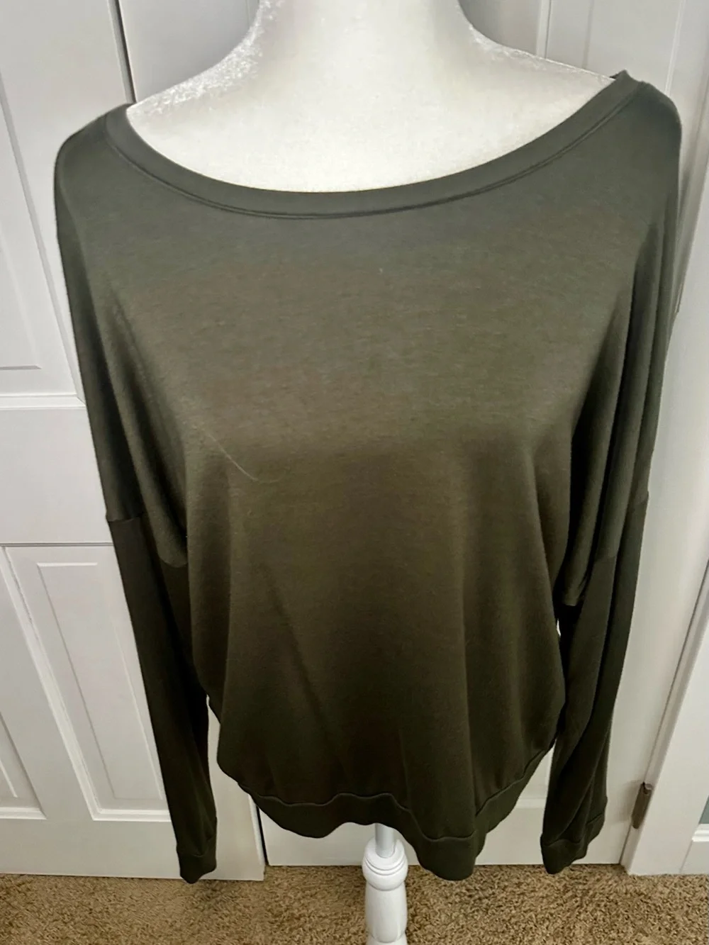 Double Zero Olive Boatneck Long Sleeve Top
